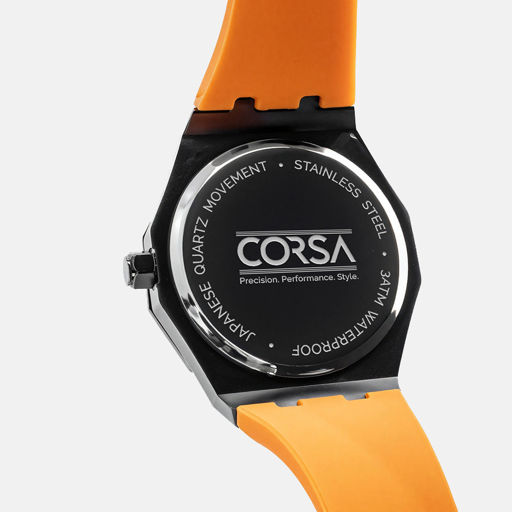 Bayer i8 Gyro Polygon Orange Caliber/Orange Rubber Strap