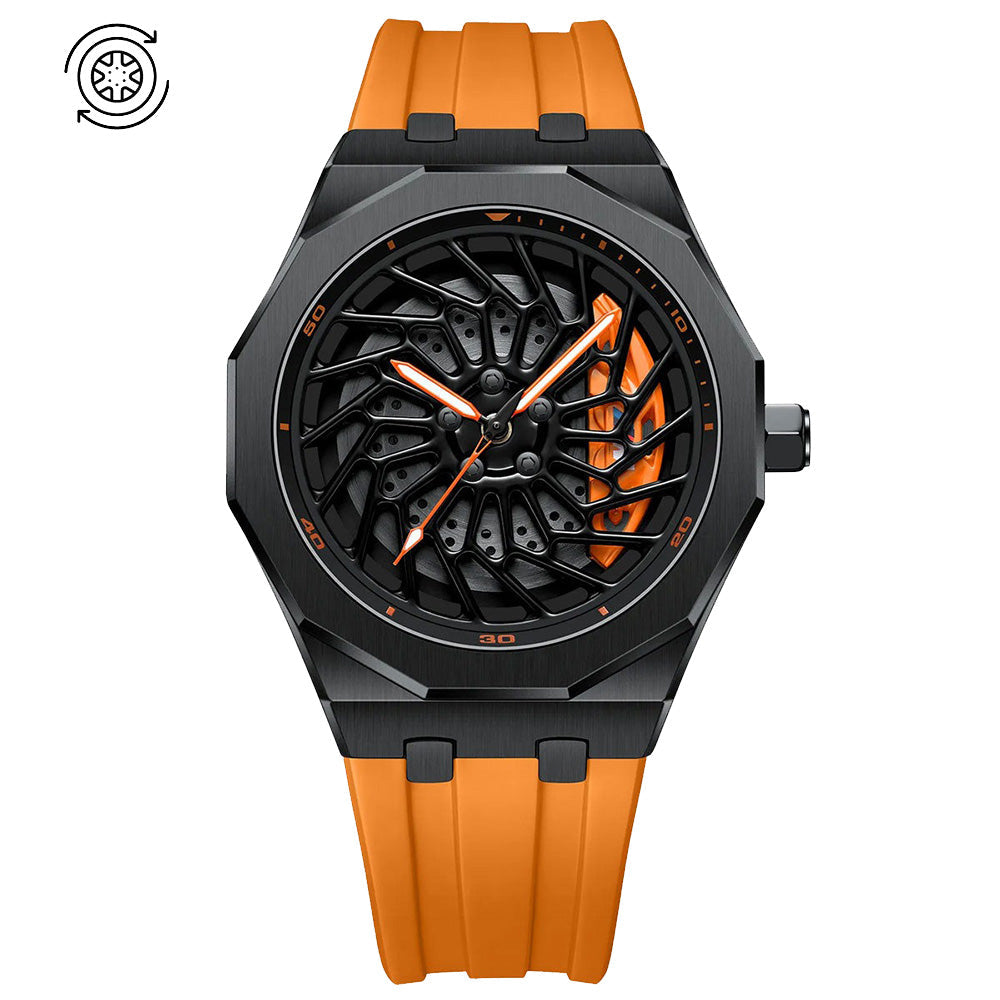Bayer i8 Gyro Polygon Orange Caliber/Orange Rubber Strap