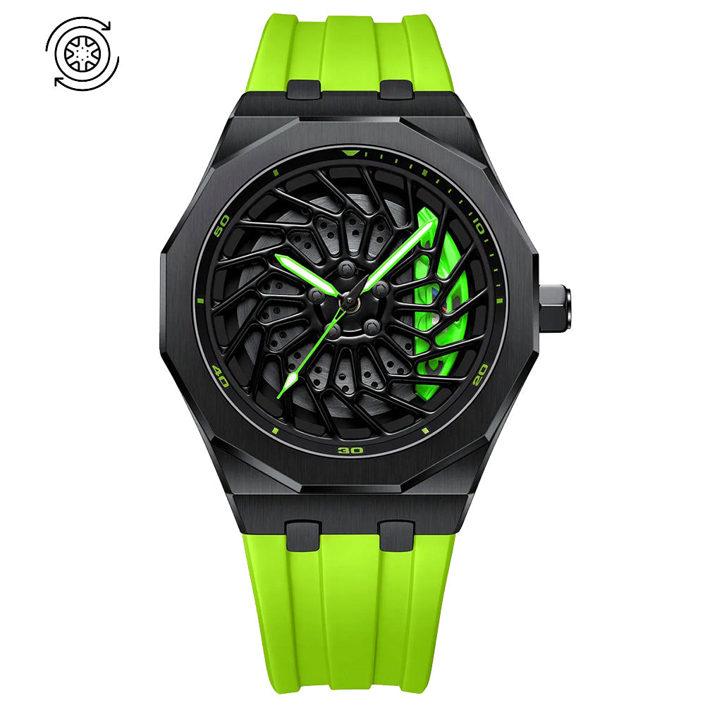 Bayer i8 Gyro Polygon Green Caliber/Green Rubber Strap