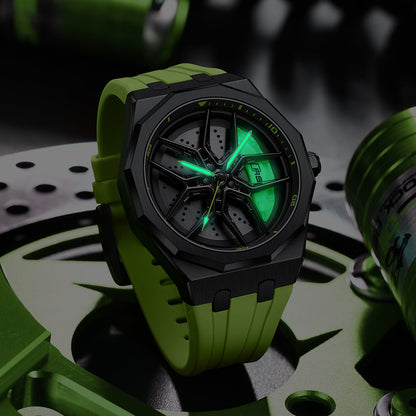 RS Q8 Polygon Green Caliber/Green Rubber Strap