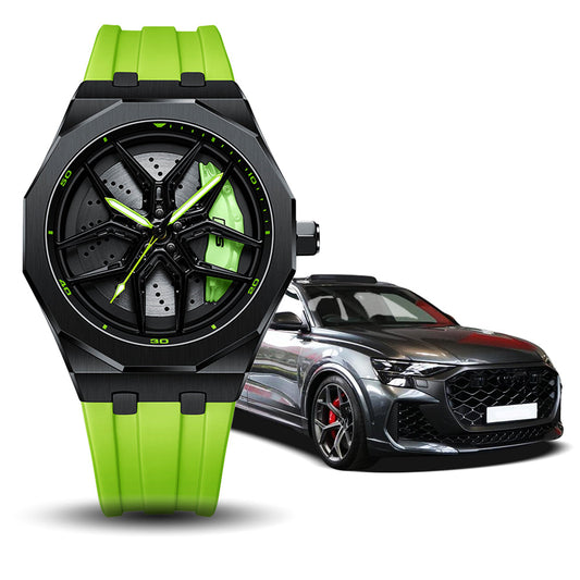 RS Q8 Polygon Green Caliber/Green Rubber Strap