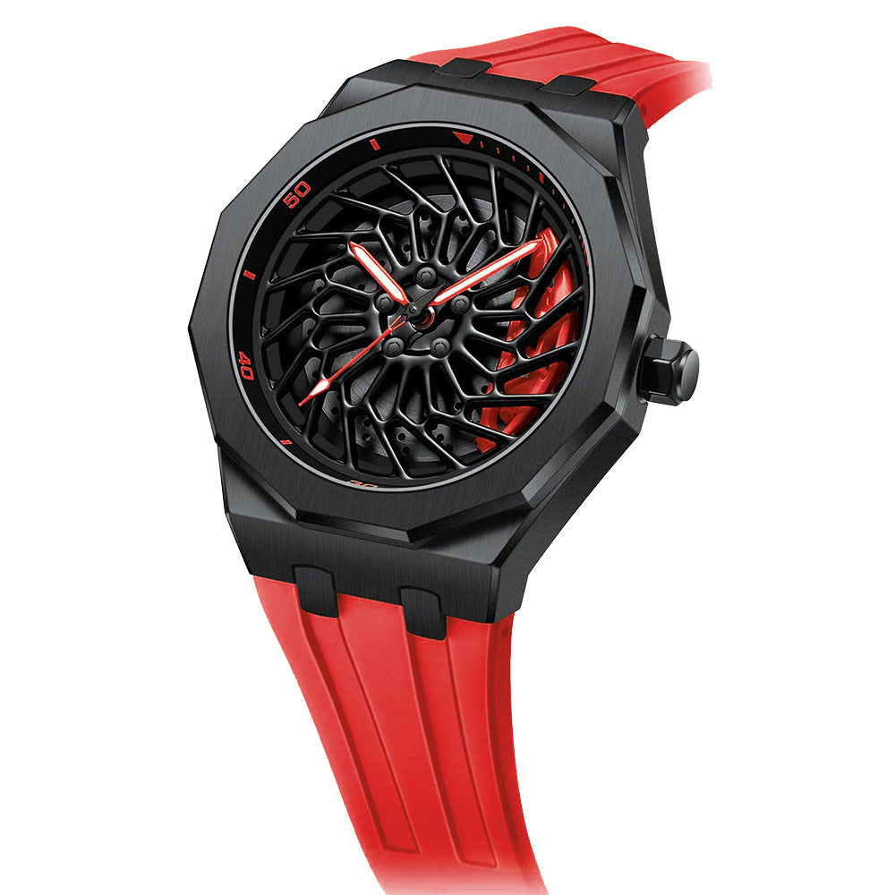 Bayer i8 Gyro Polygon Red Caliber/Red Rubber Strap