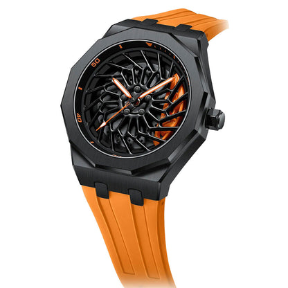 Bayer i8 Gyro Polygon Orange Caliber/Orange Rubber Strap