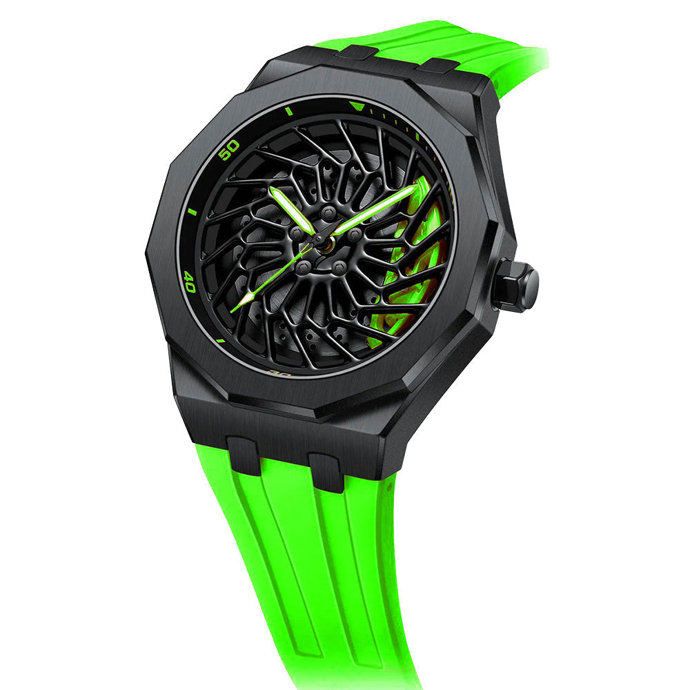 Bayer i8 Gyro Polygon Green Caliber/Green Rubber Strap