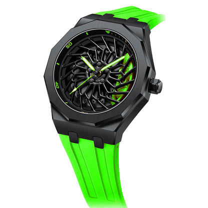 Bayer i8 Gyro Polygon Green Caliber/Green Rubber Strap