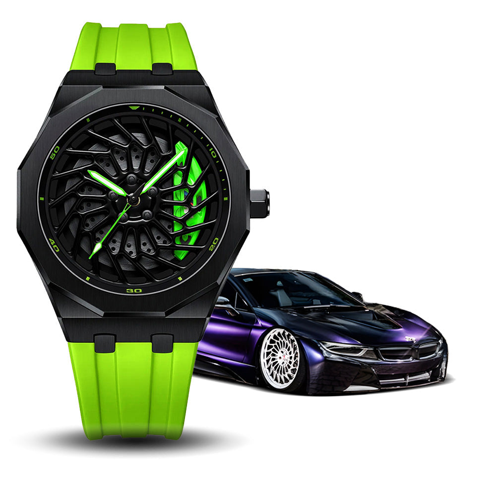 Bayer i8 Gyro Polygon Green Caliber/Green Rubber Strap