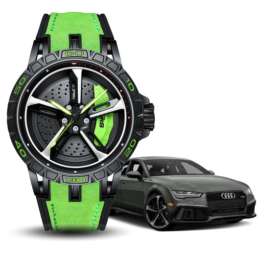 RS Gyro Black Dubies Case Green Caliber/Green Leather Strap