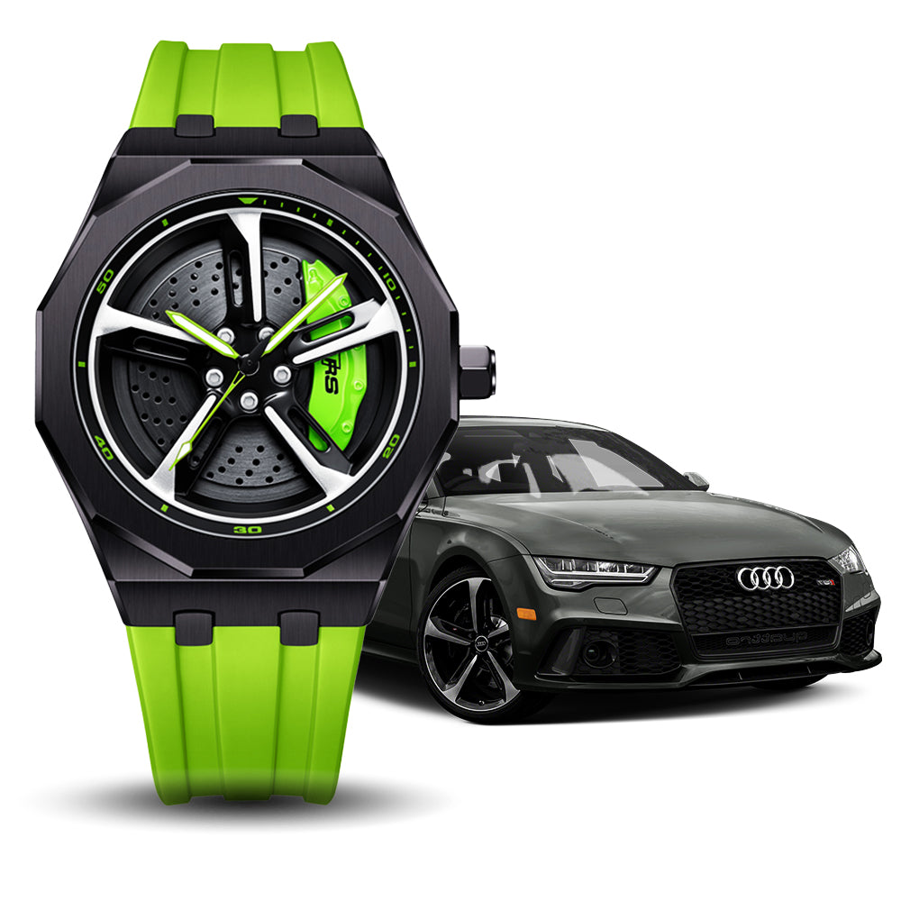 RS-7 Gyro Black Polygon Case Green Caliber/Green Rubber Strap