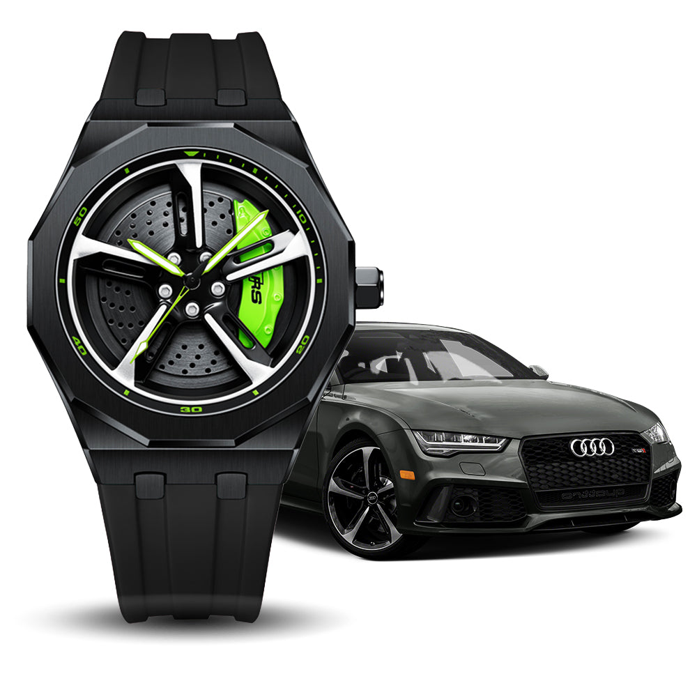 RS-7 Gyro Black Polygon Case Green Caliber/Black Rubber Strap