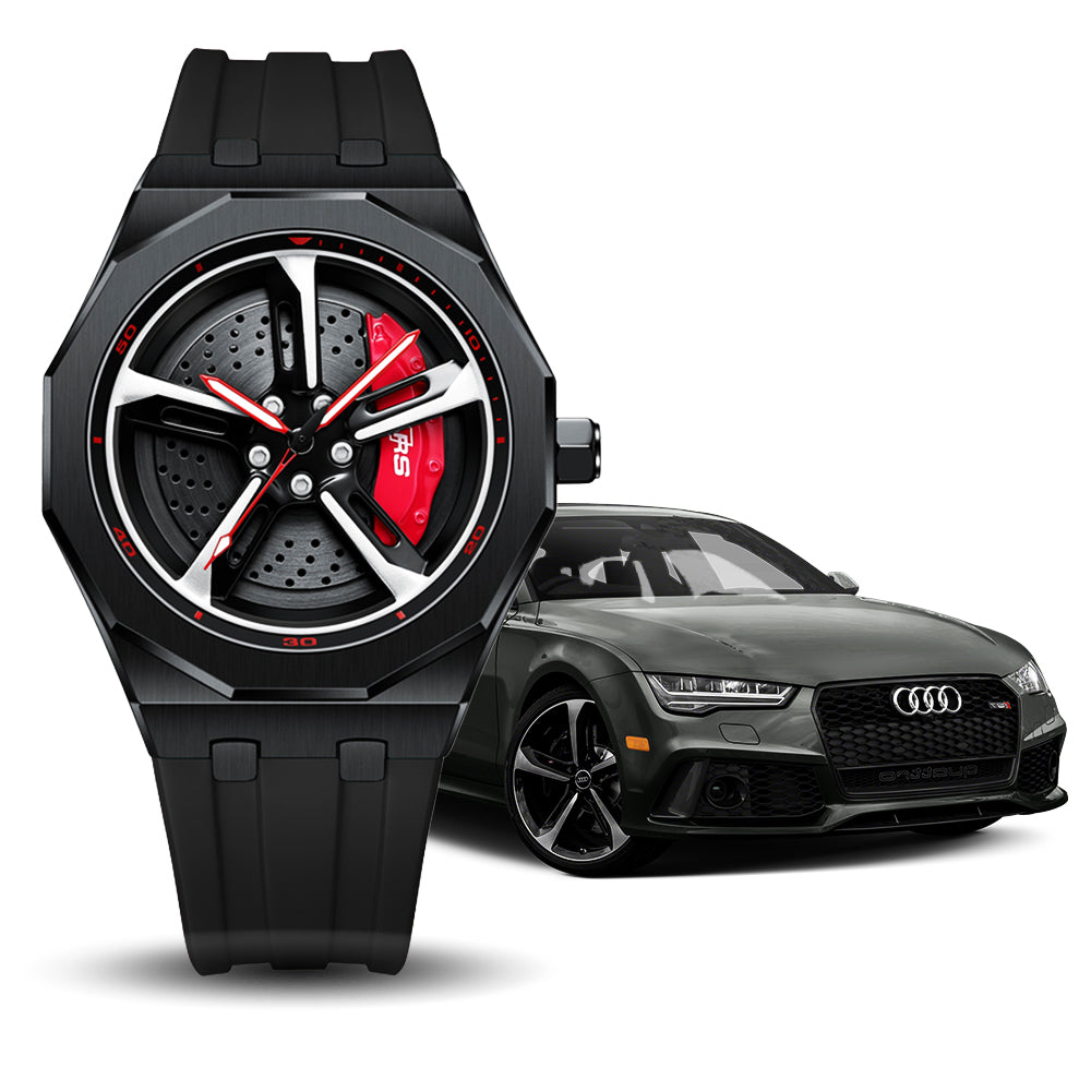 RS-7 Gyro Black Polygon Case Red Caliber/Black Rubber Strap
