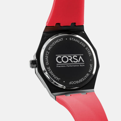 RS-7 Gyro Black Polygon Case Red Caliber/Red Rubber Strap