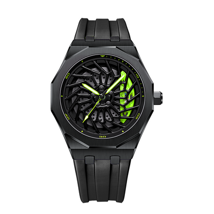 Bayer i8 Gyro Polygon Green Caliber/Black Rubber Strap