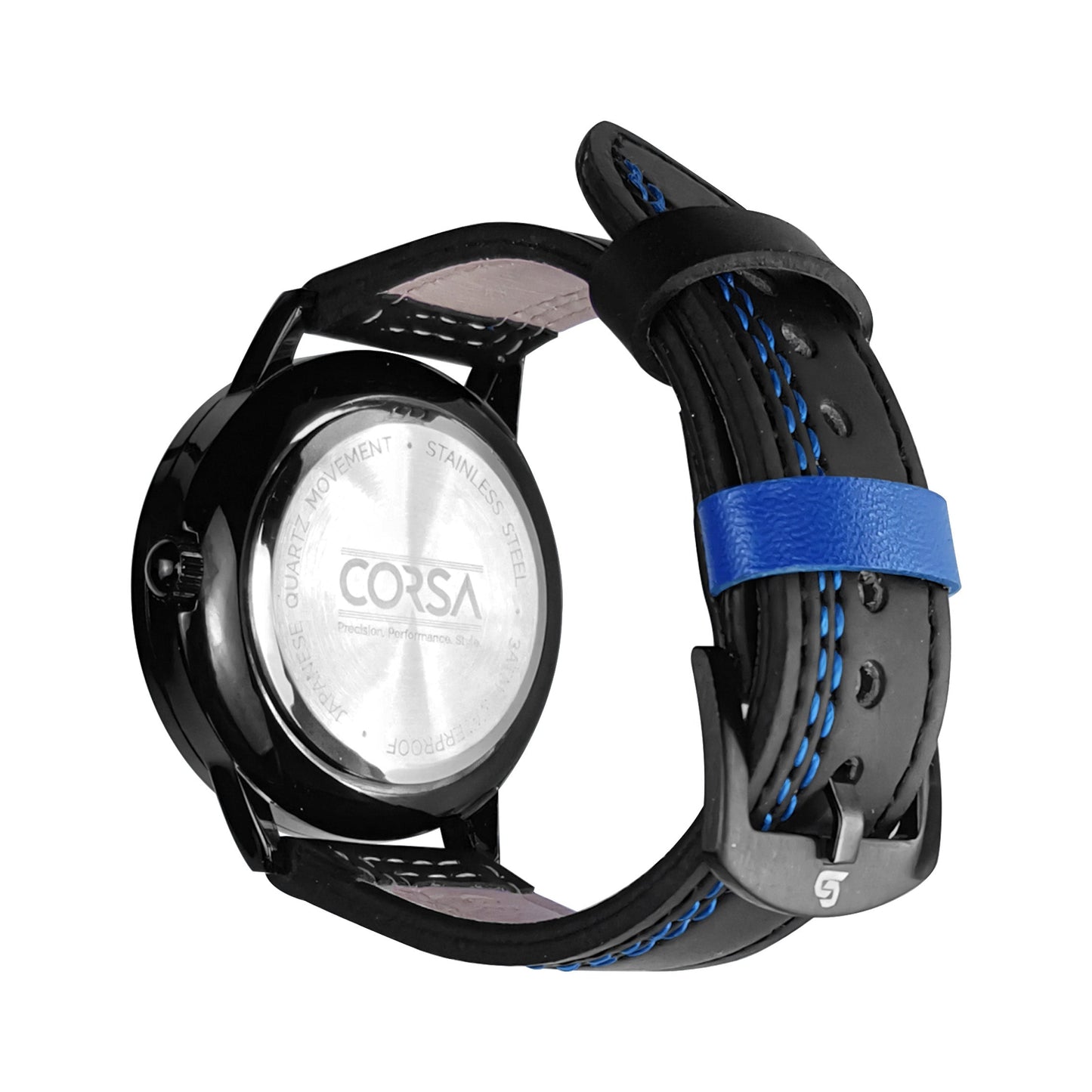 Black & Blue Leather Strap (Adjustable)
