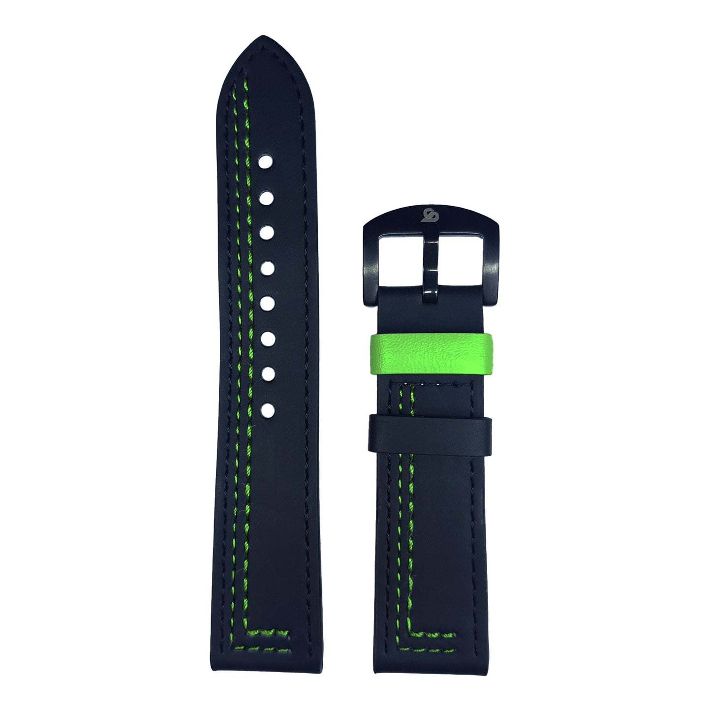 Black & Green Leather Strap(Adjustable)
