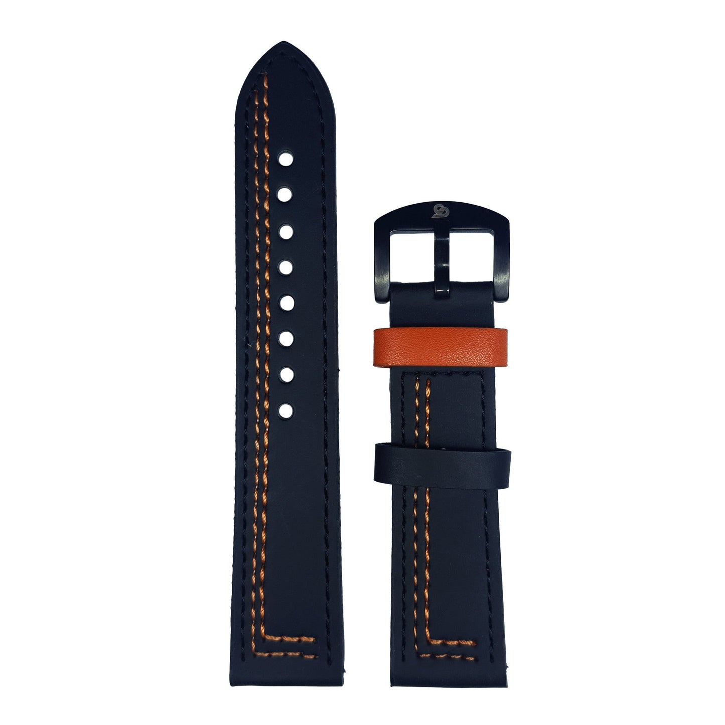 Black & Orange Leather Strap (Adjustable)