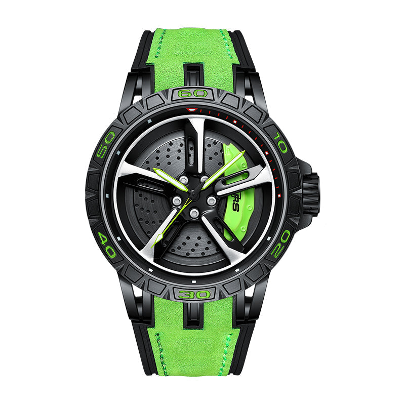 RS Gyro Black Dubies Case Green Caliber/Green Leather Strap