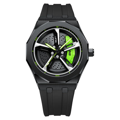 RS-7 Gyro Black Polygon Case Green Caliber/Black Rubber Strap