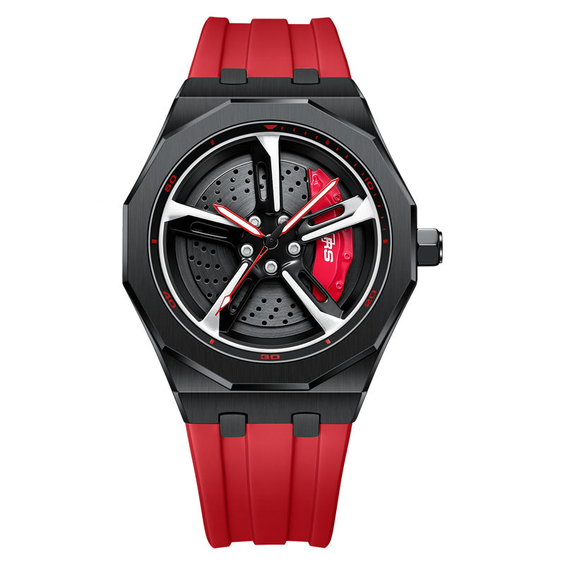 RS-7 Gyro Black Polygon Case Red Caliber/Red Rubber Strap