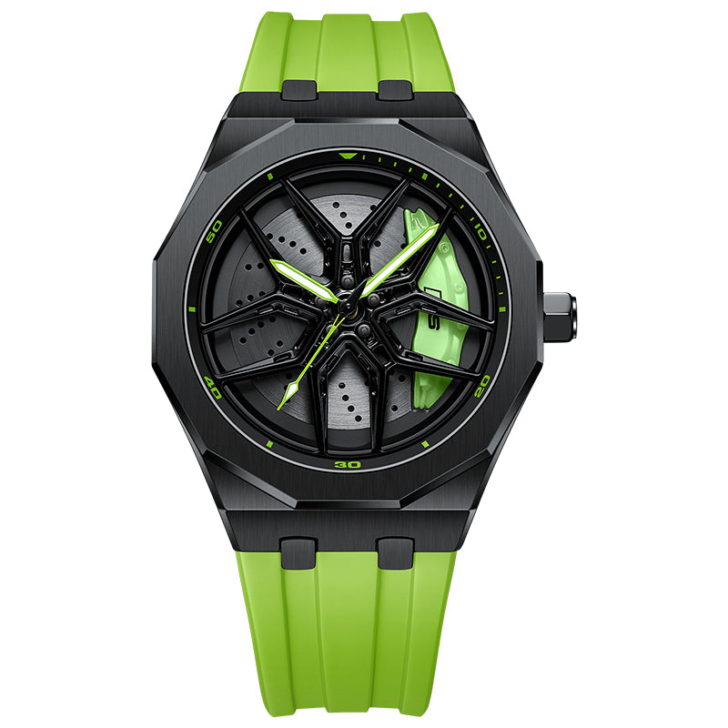 RS Q8 Polygon Green Caliber/Green Rubber Strap