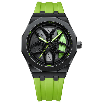 RS Q8 Polygon Green Caliber/Green Rubber Strap