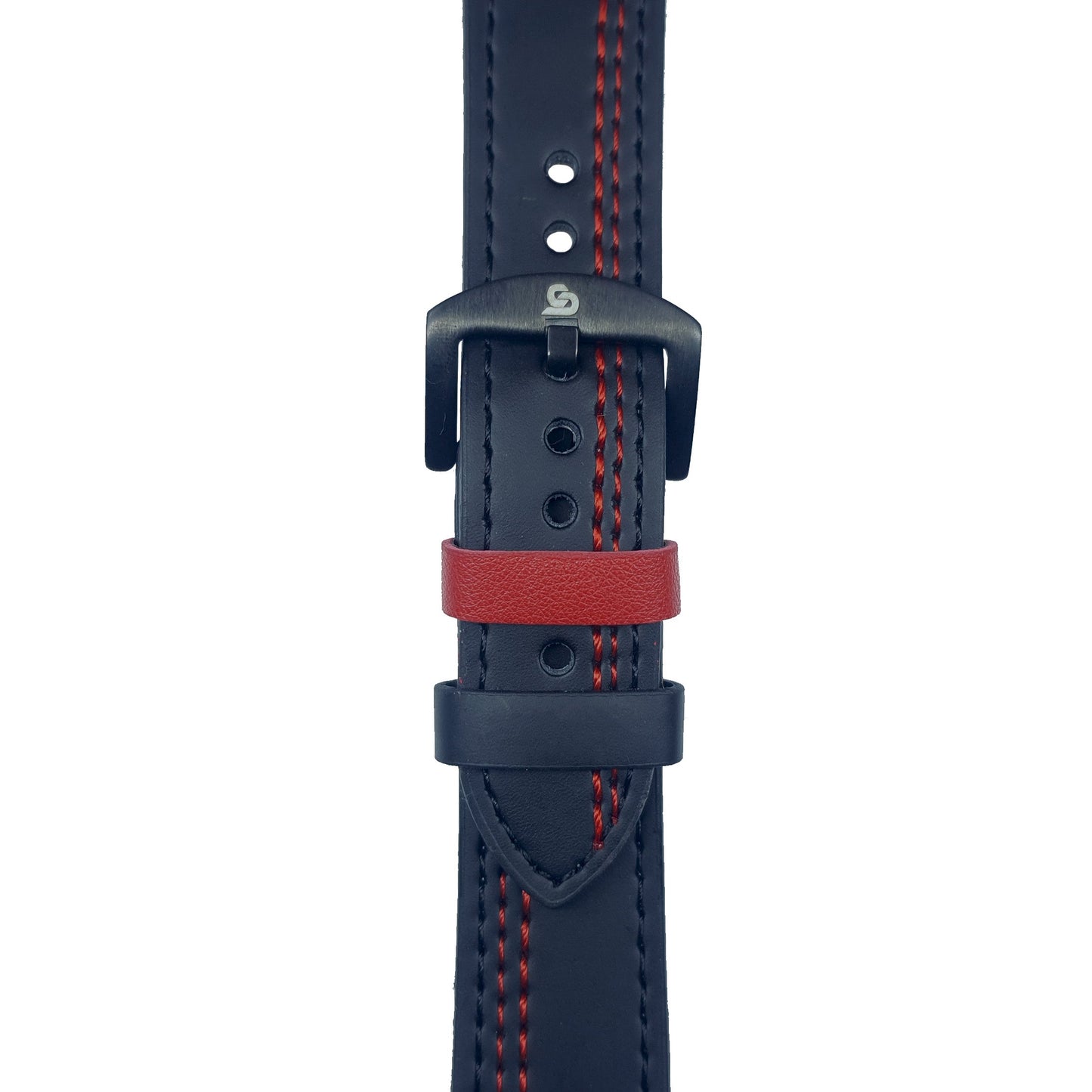 Black & Red Leather Strap (Adjustable)