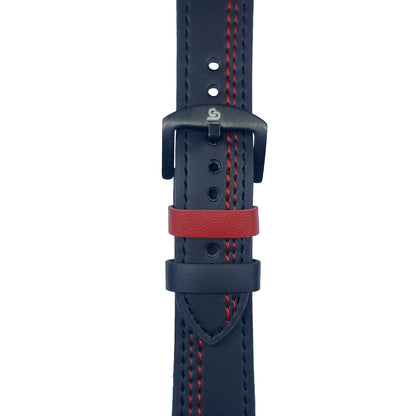 Black & Red Leather Strap (Adjustable)