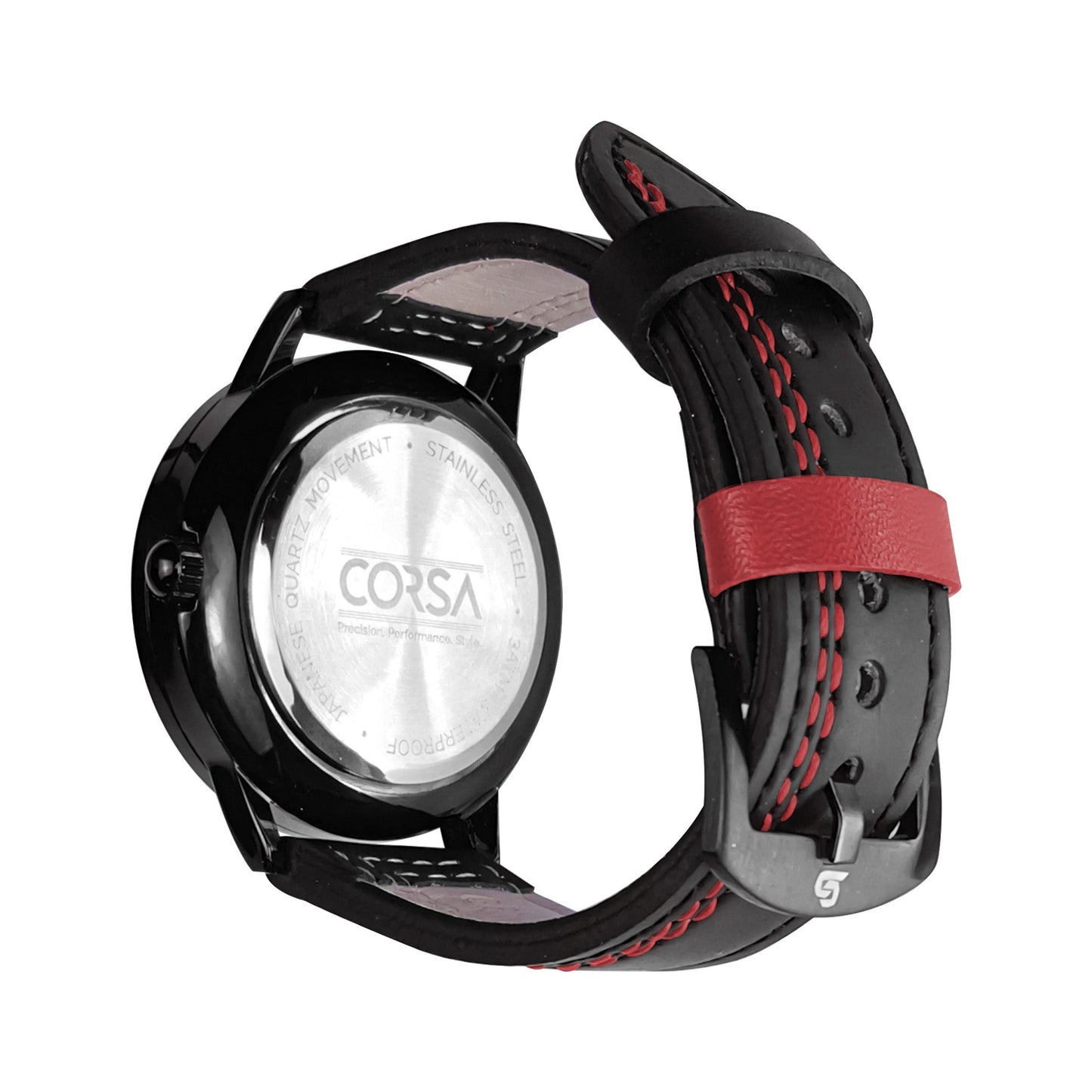 Black & Red Leather Strap (Adjustable)