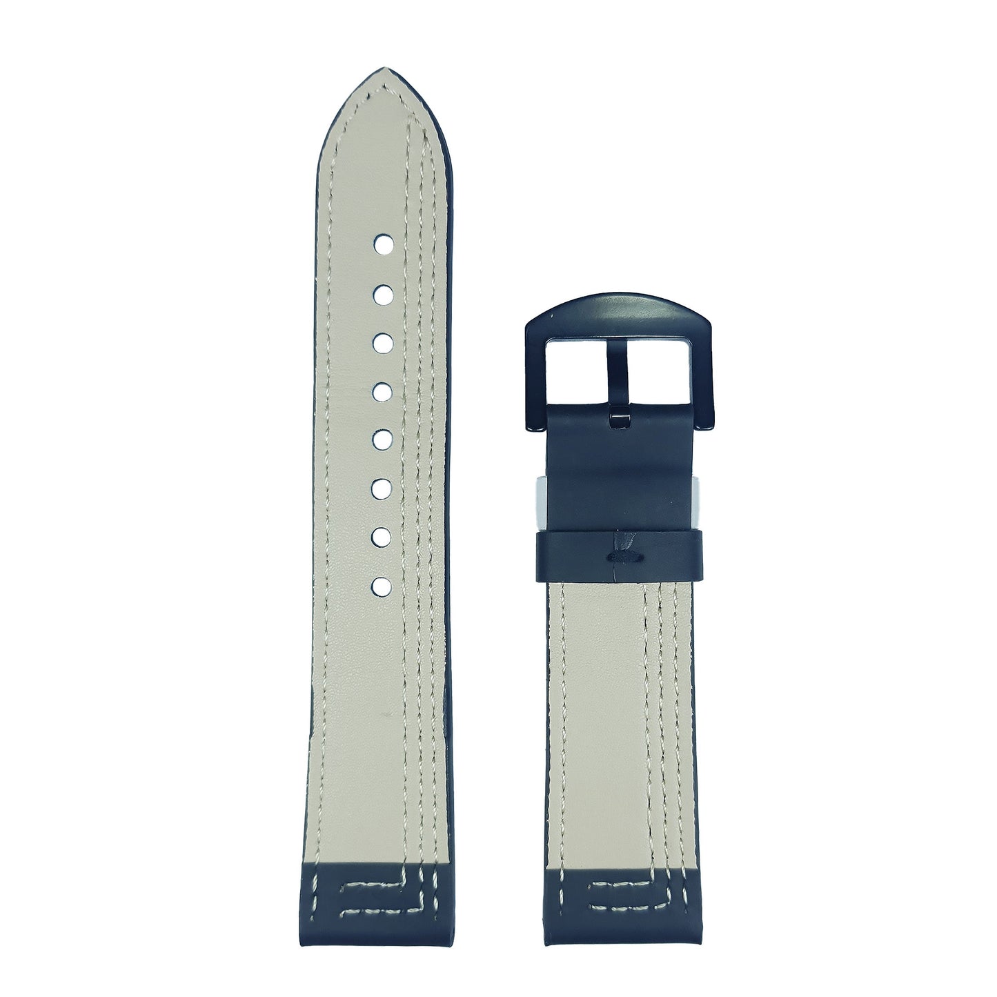 Black & White Leather Strap (Adjustable)