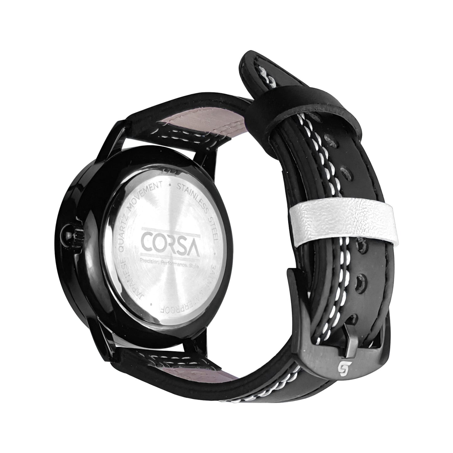 Black & White Leather Strap (Adjustable)