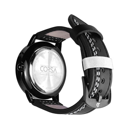 Black & White Leather Strap (Adjustable)