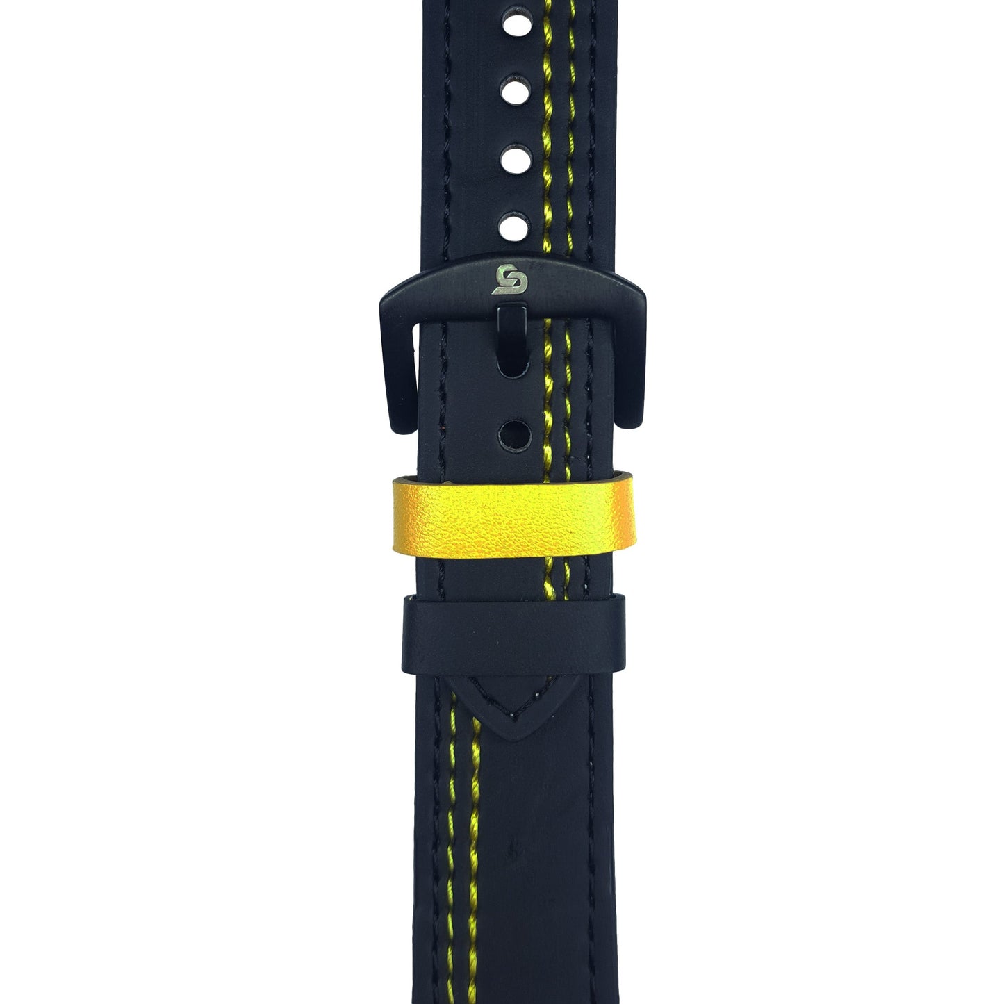 Black & Yellow Leather Strap (Adjustable)