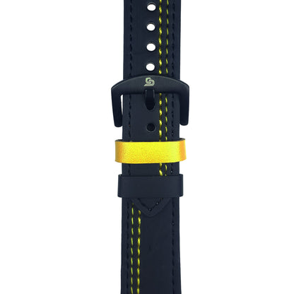 Black & Yellow Leather Strap (Adjustable)