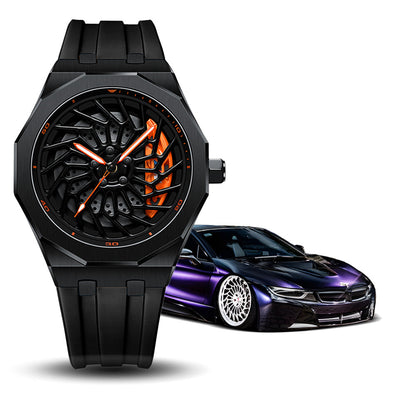 Bayer i8 Gyro Polygon Orange Caliber/Black Rubber Strap